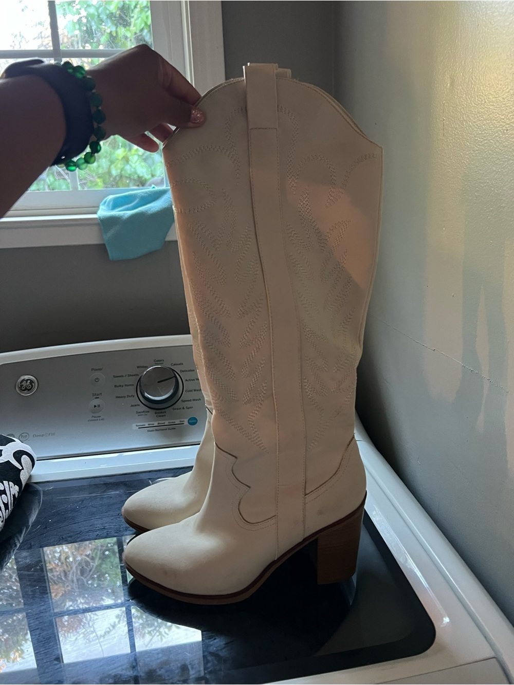 Women's MIA Cream Western Knee-High Boots
